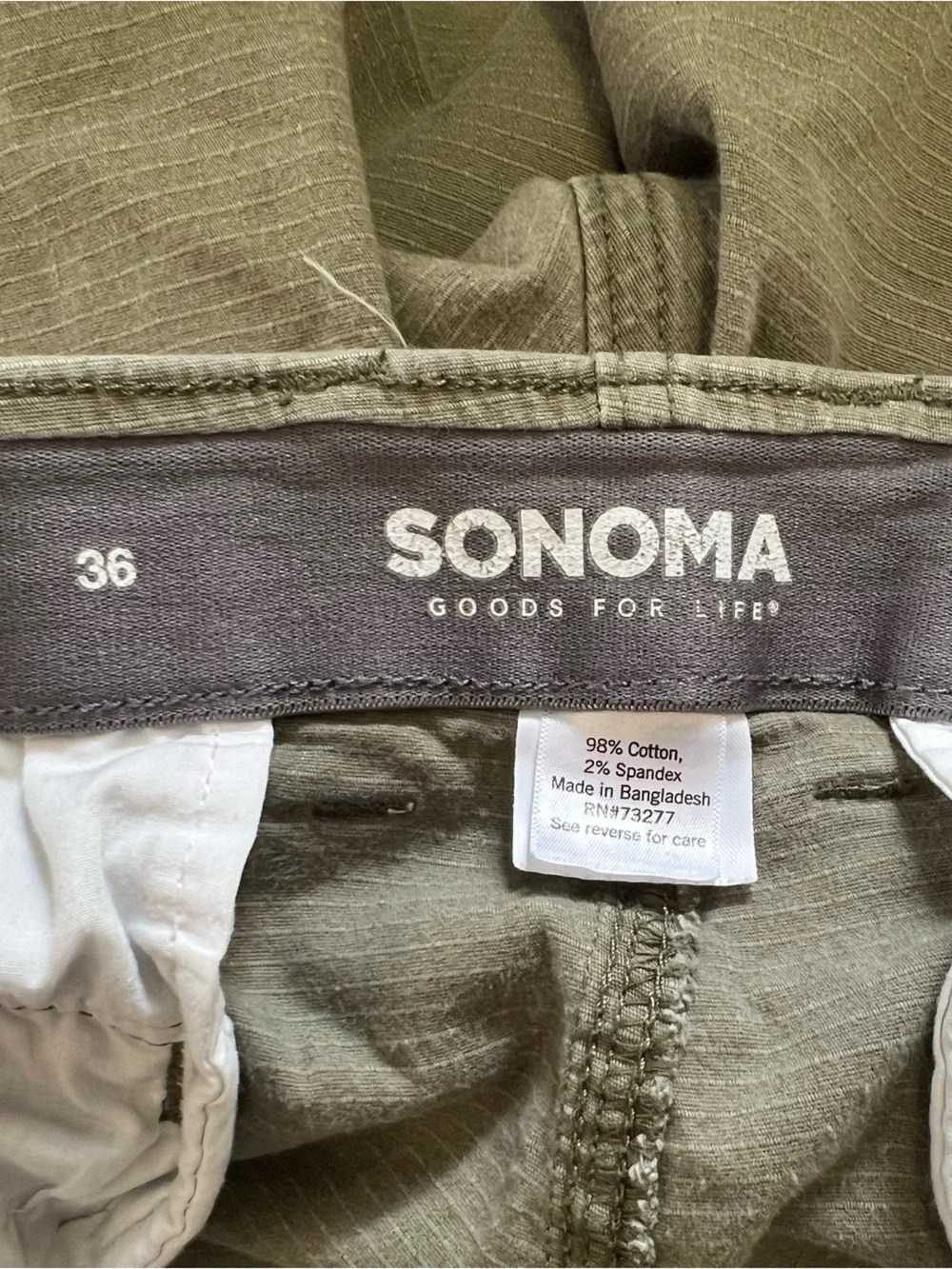 Sonoma Men’s Size 36 Green Cargo Shorts Flexwear Cotton Stretch